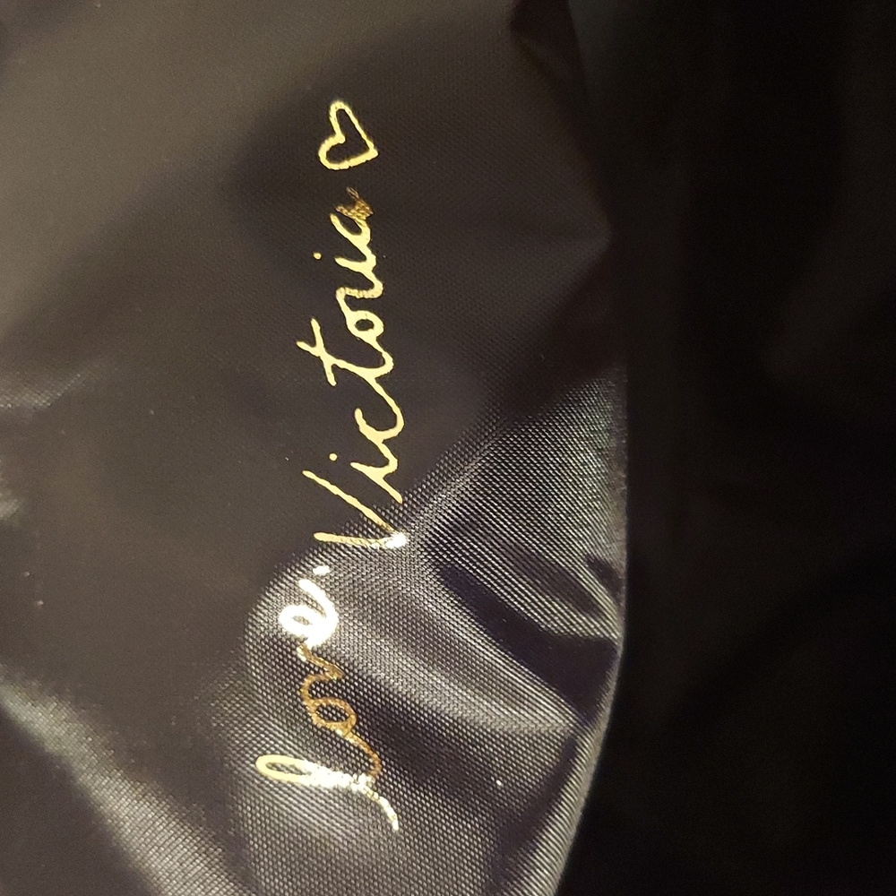 Victoria's Secret Love Victoria Black Shimmer Tote Bag with Attached Pouch - Picture 12 of 16